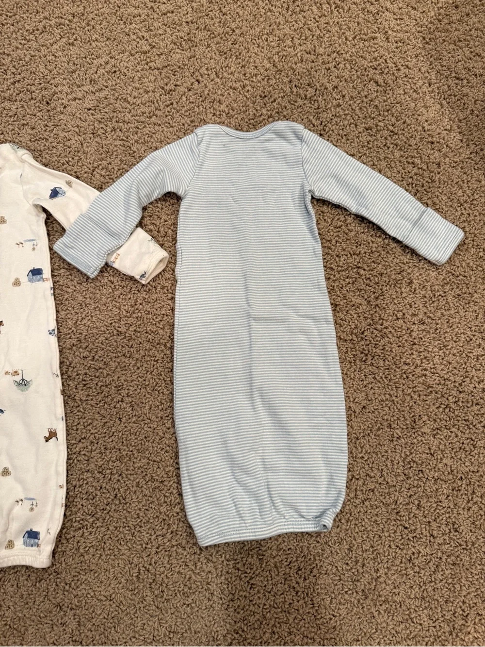 Carter’s Long Sleeve Sleep Gown Set in Blue Stripe & Rural Farm Print (Newborn)